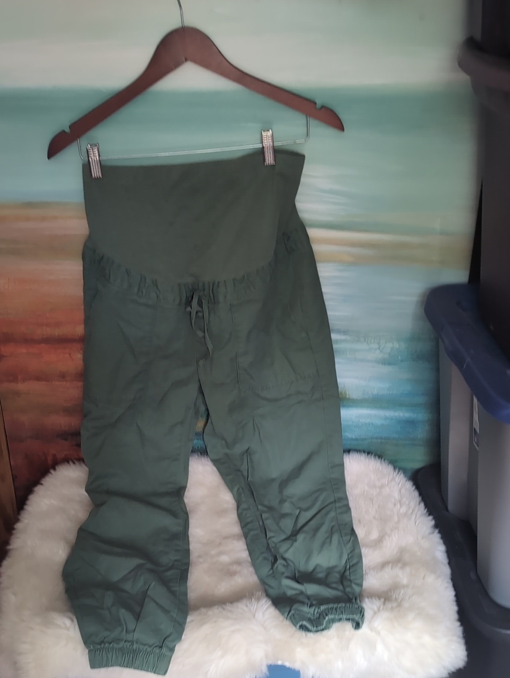 Gap Womans Maternity Joggers Olive Green Pull-On Jogger Pants S
